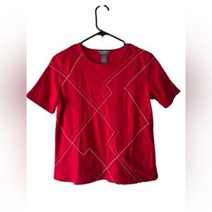 Vintage red beaded short sleeve t shirt